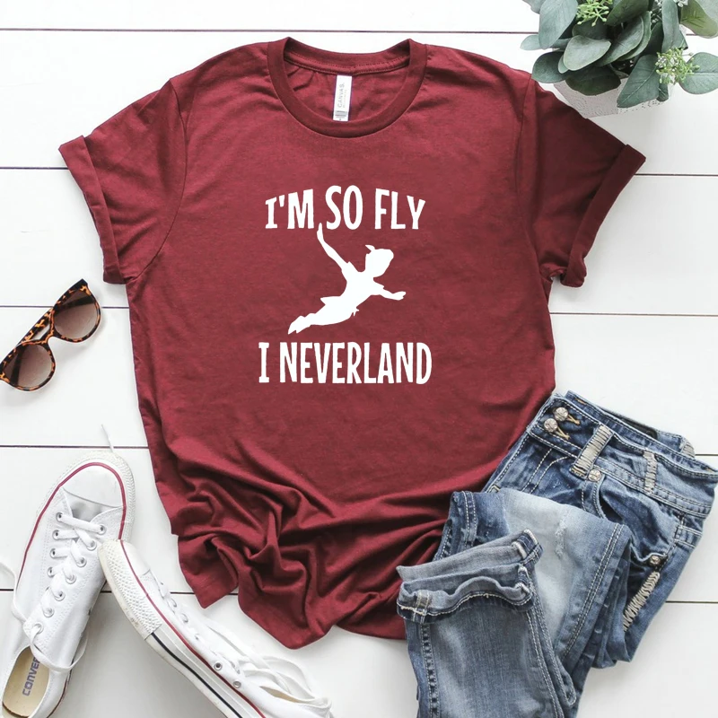 

Peter Pan I'm So Fly I Neverland T-Shirt Women Peterpan Neverland Graphic Tee Captain Hook Jake Neverland Pirates Shirt