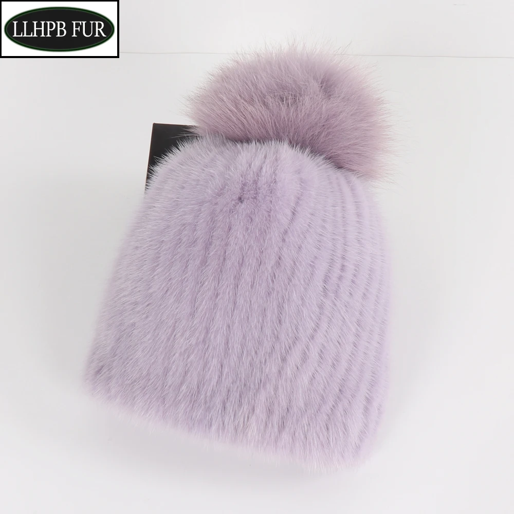 Лидер продаж роскошные вязаные шапки бомберы из 100% натурального меха норки для