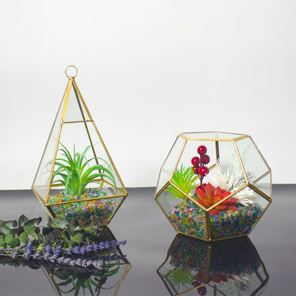 

Glass Flower House Crafts DIY Flower Decoration Preserved Flower Geometry House Plant Storage Box House Decor Garden Supplies