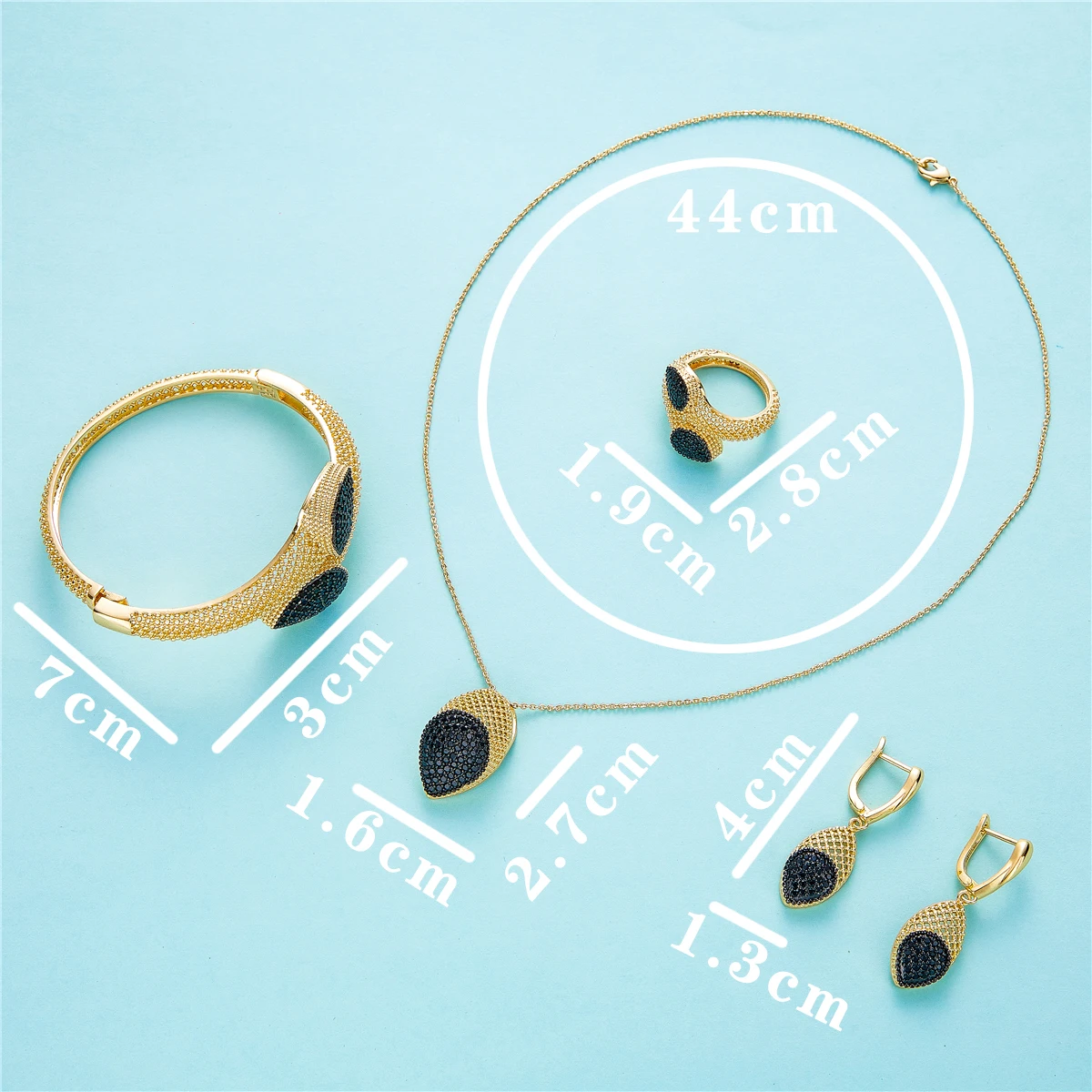 

2021 July Trend of 18k Gold Jewelry Sets A set of Women Accessories Necklace Earrings Ring Bangle on Hand