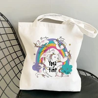 spoof unicorn rainbow girl fashion 2021 new shoulder canvas chic casual student ins big shopper street handbag wallet women bag