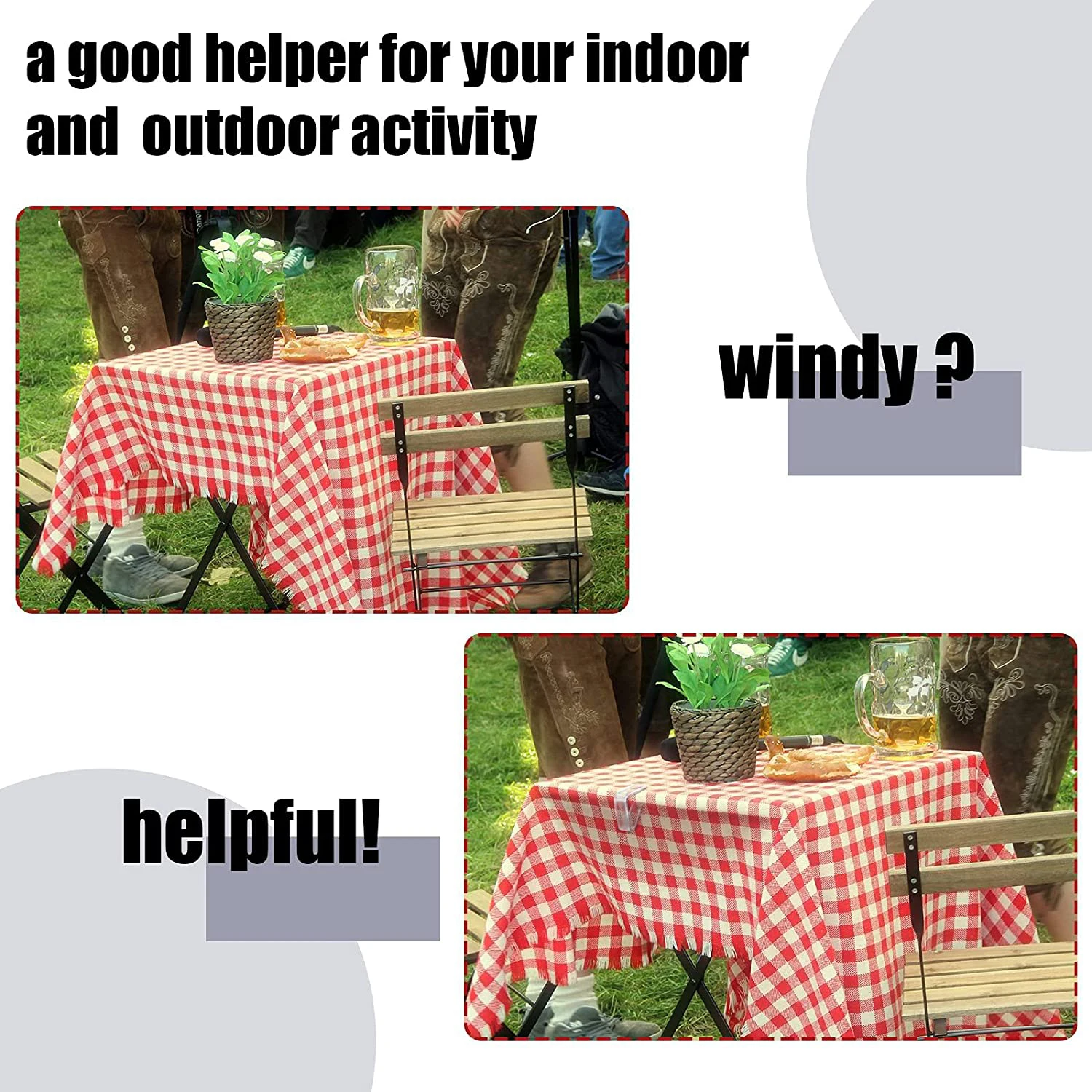 

24 Pieces Transparent Clear Tablecloth Clips, Plastic Table Cloth Hold Down Clips Table Cloth Holder for Christmas Home Wedding