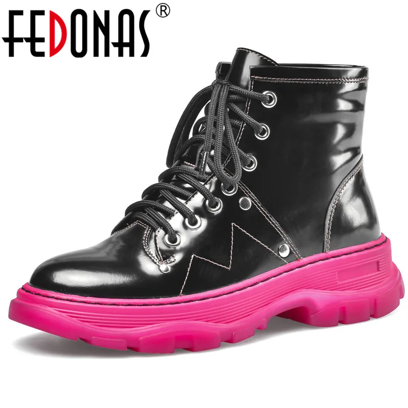 Женские ботинки на платформе FEDONAS зимние теплые короткие из натуральной кожи