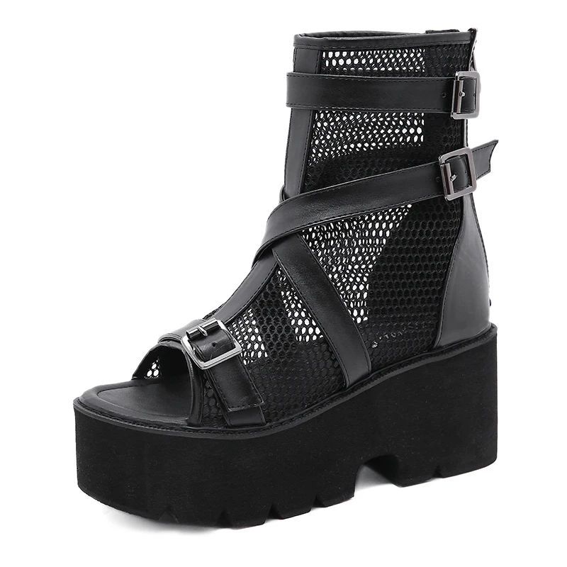

2021 European style fashion simple Roman sandals high heel platform women's shoes platform thick heel ankle boots women