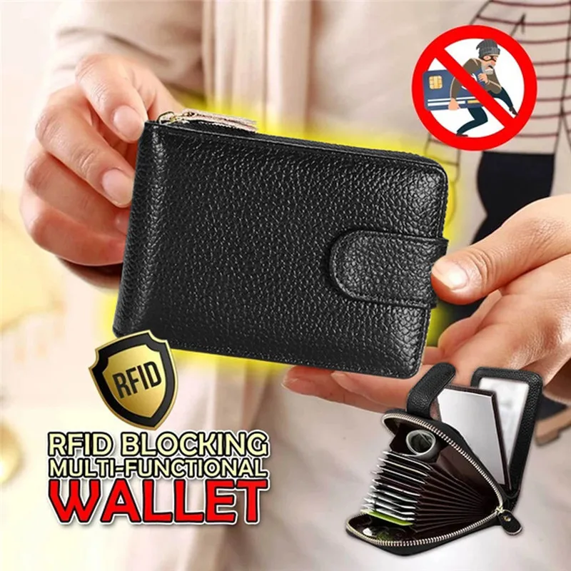 Натуральная кожа RFID блокирующий кошелек из воловьей кожи кредитный держатель