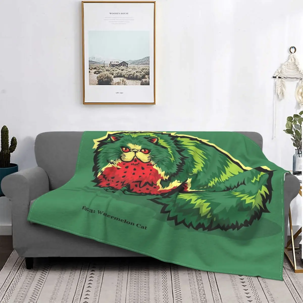 

Manta de sandía Fruitcats, colcha de cama a cuadros, manta de lana de felpa de Anime, ropa de cama de algodón