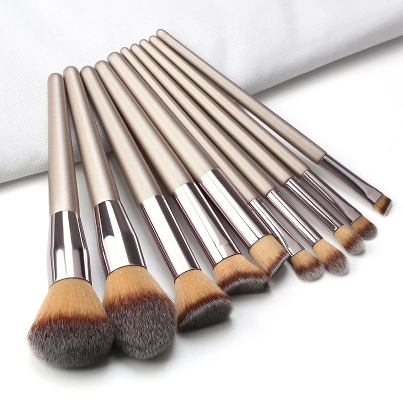 Набор кистей для макияжа цвета шампанского 10 шт.|Аппликатор теней век| |