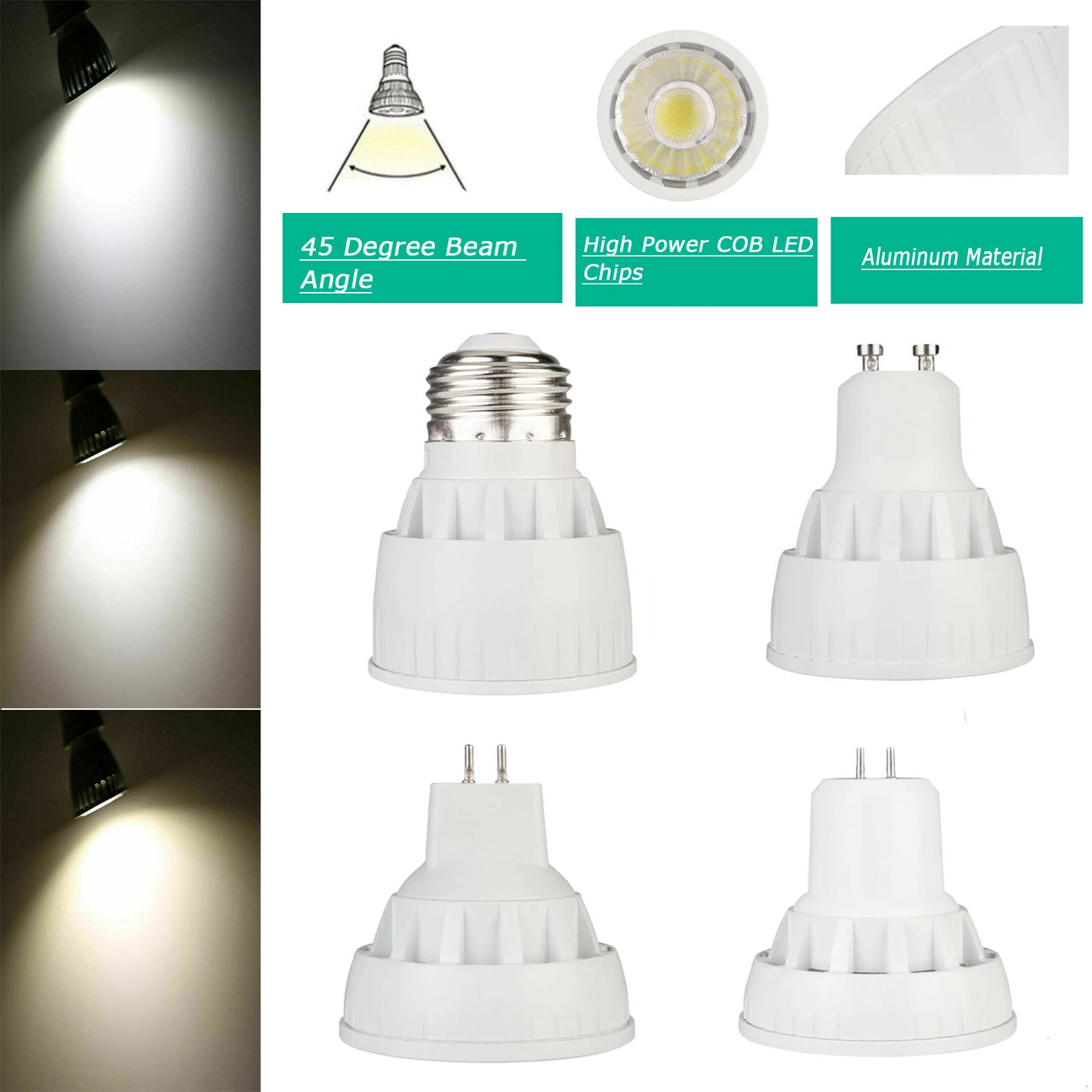 

Super Bright Dimmable GU10/GU5.3/E27/MR16 COB 7W 9W 12W LED Bulb Lamp 85-265V 12V spotlight Warm White/Cold White led light