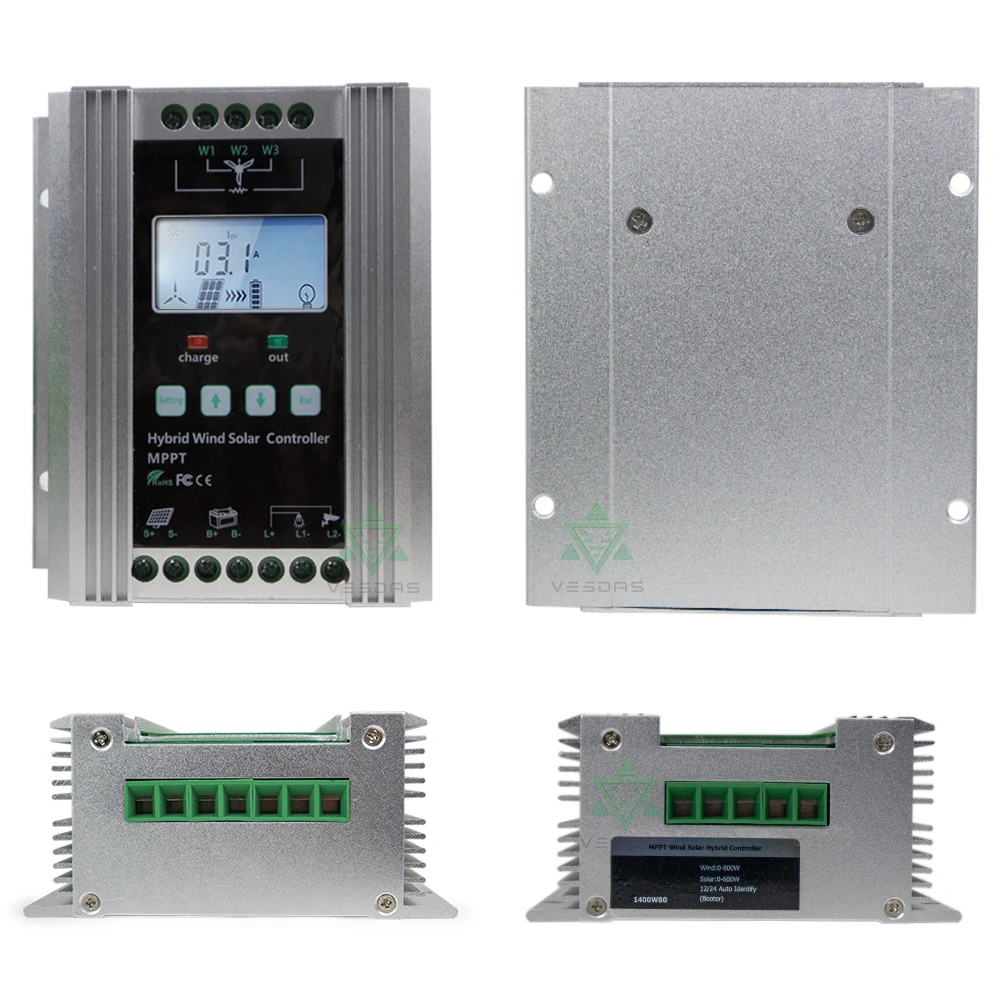 Гибридный контроллер Заряда MPPT на солнечной батарее 1200 Вт регулятор заряда 12/24