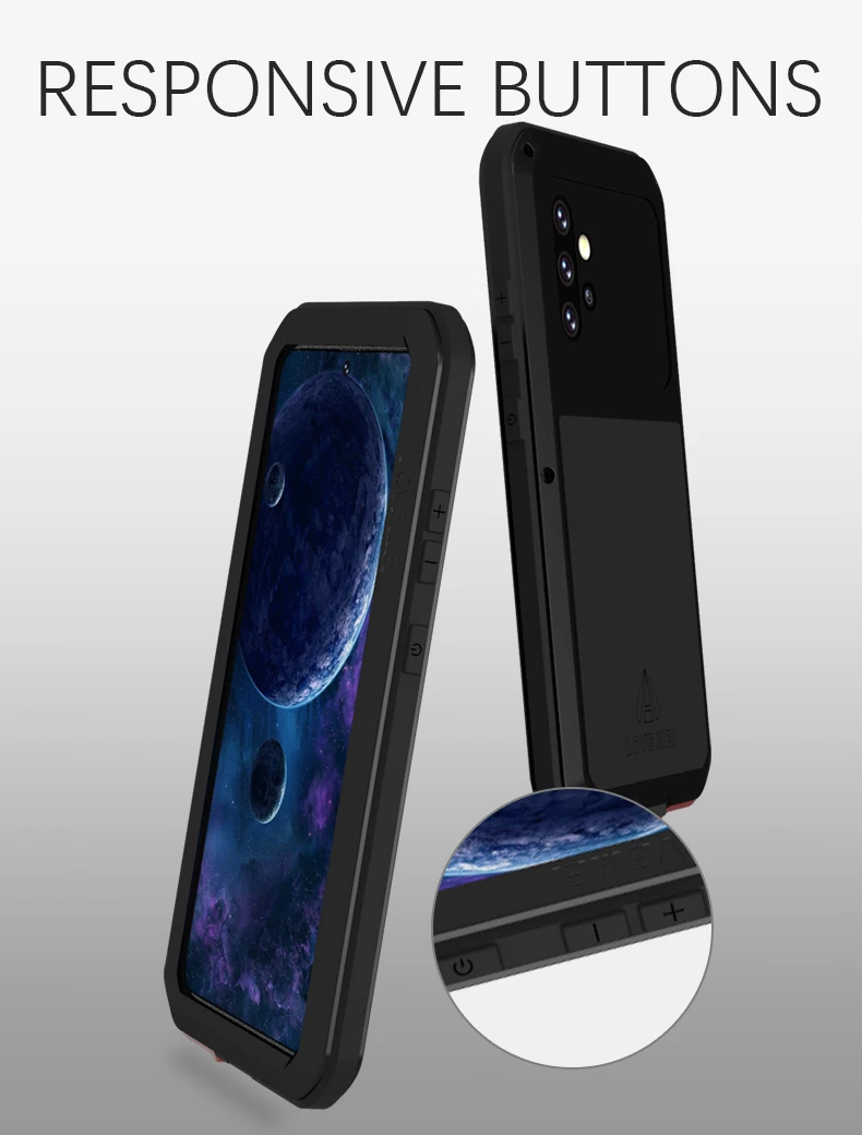 Оригинальный чехол LOVE MEI Powerful для Samsung Galaxy A52, металлическая броня, защита от ударов, грязи и воды, телефон
