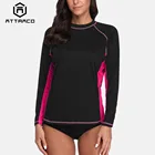 Attratio женская рубашка с коротким рукавом, Rashguard, лоскутный купальник, топ для серфинга, бега, езды на велосипеде, Рашгард UPF50 +