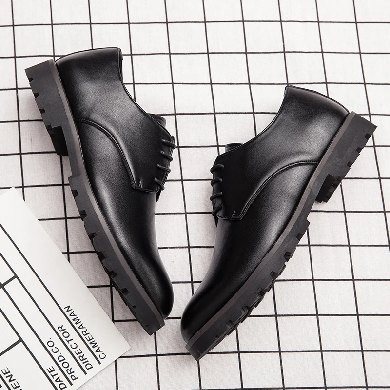 Туфли-оксфорды мужские кожаные с острым носком на шнуровке Осень-зима