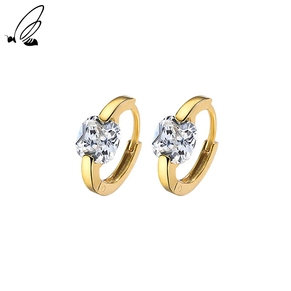 

S'STEEL Luxury Button Hoops Earrings Designer 5 Color Zircon 925 Sterling Silver Gift For Women 2021 Trend Boho Fine Jewelry
