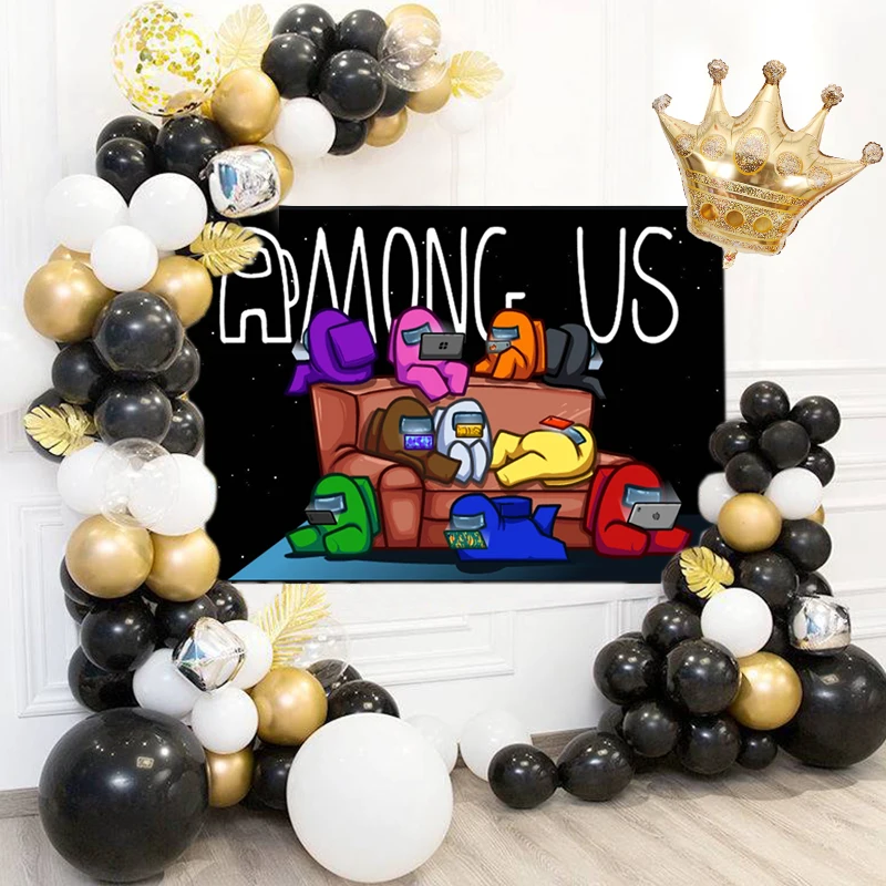 Hot Among Of Us Theme Party Supplies Customizable Backgroudn Happy Birthday Kid Favorite Decoration Baby Shower Party Decor