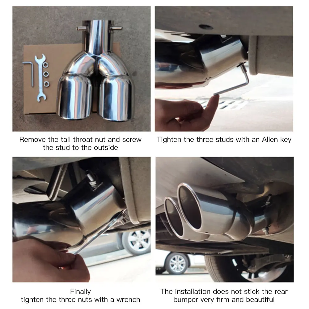 

Universal Car Exhaust Pipe Muffler Double-Barrel Auto Vehicle Inlet Dual Rear Muffler Exhaust Tip Tail Pipe Noise Canceller