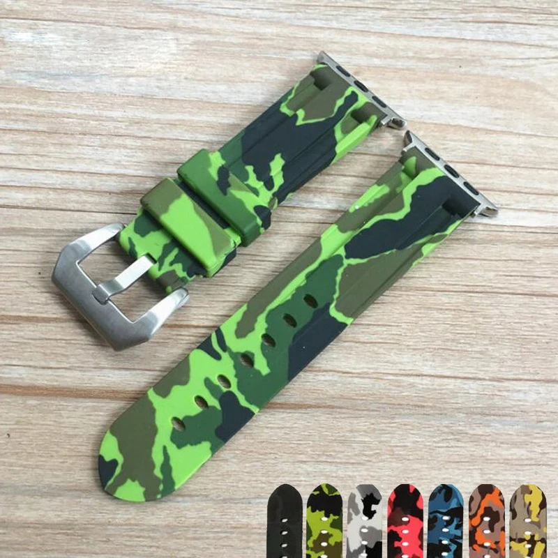 Ремешок силиконовый Камуфляжный для Apple Watch Band 42 мм 44 38 40 браслет iWatch Series 5 4 3 2