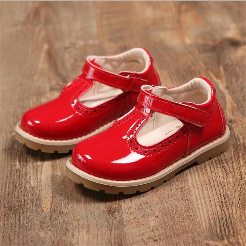 Детские кожаные туфли для девочек обувь принцессы из искусственной кожи