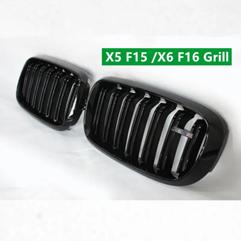 Пара 14-16 для BMW X5 F15 X6 F16 2014 2015 2016 передняя решетка двойная планка глянцевая черная