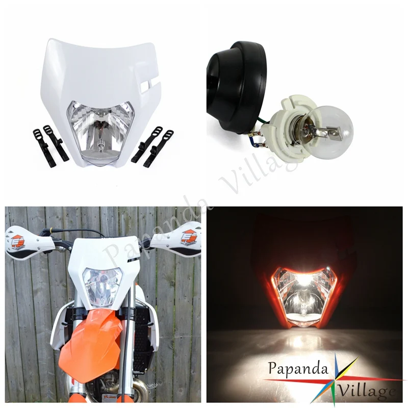

Передняя фара для мотоцикла, белый Головной фонарь для мотоцикла Honda, Yamaha, Kawasaki, MX, EXC, SX, WR, DRZ, KLX, KX