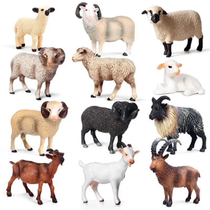 

Cute Sheep Alpacas Goats Pets Simulation Animals Collection Model PVC Hand Model Series Christmas Toys Gift For Children Kids