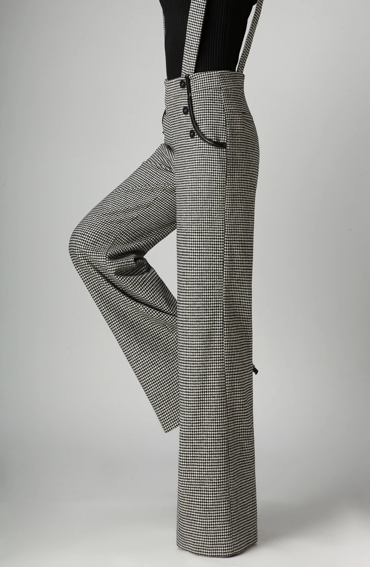 Новые женские шерстяные брюки осенние клетчатые зимние Утепленные широкие с