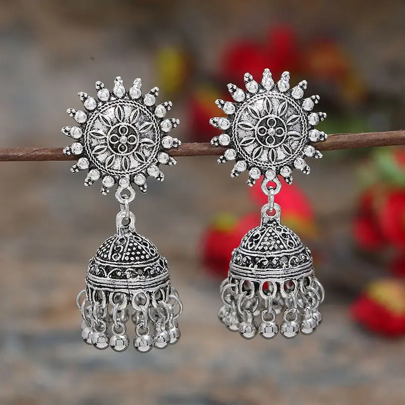 

Vacation Vintage India Thailand Birdcage Lantern Tassel Stud Earrings