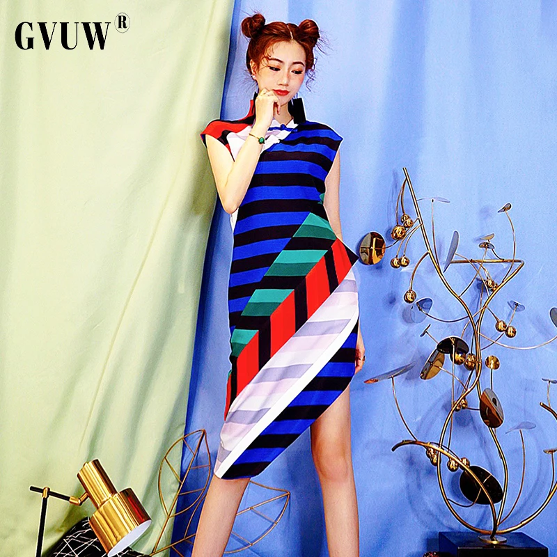 

[GVUW] Gothic Harajuku Wholesale ItemsSummer Improved Slim Sleeveless Cheongsam 2021 Women's Tang Dress Corset Party KB1610
