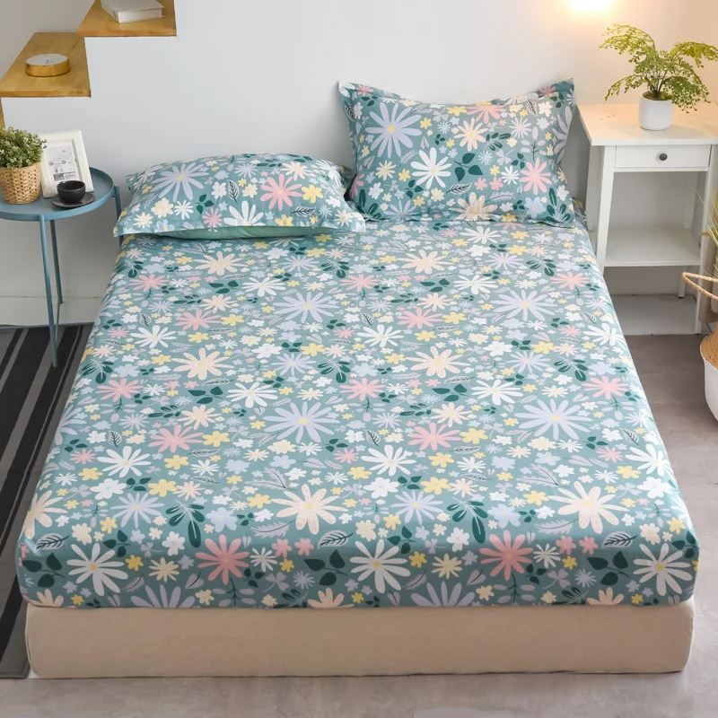 

Bed Linen Elastic Bands Pure Cotton Fitted Sheet Home Adults Kids Mattress Cover Queen King Double Couple 180x200 Floral Pattern