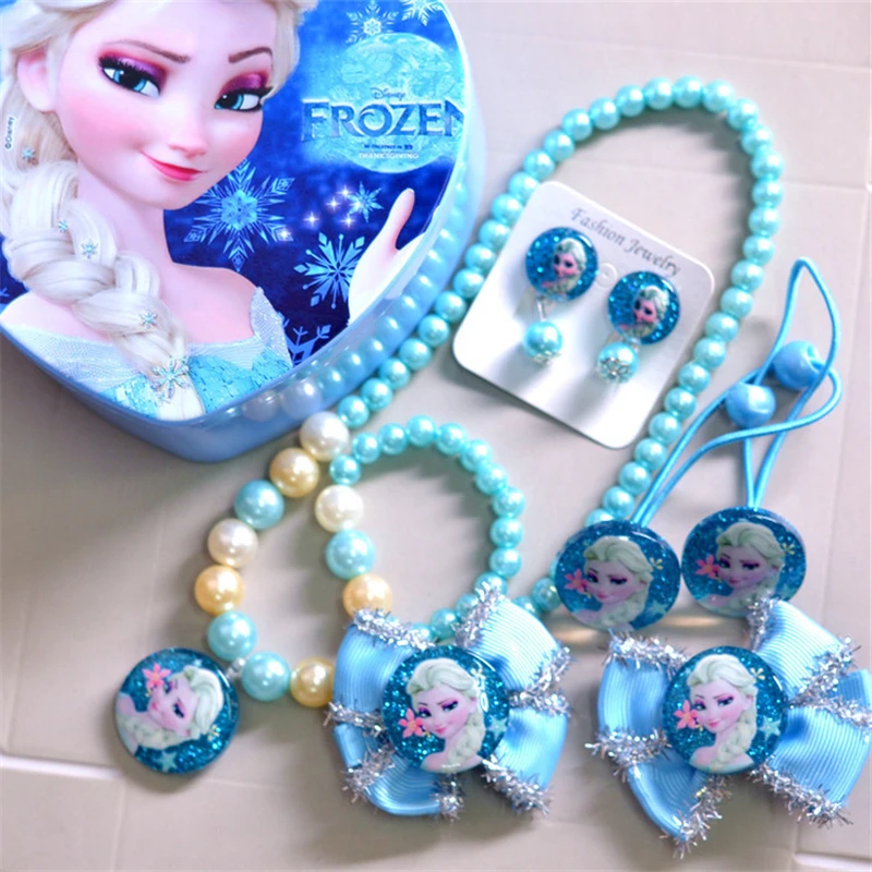8 шт диснеевских мультфильмов Холодное сердце детское ожерелье + браслет серьги