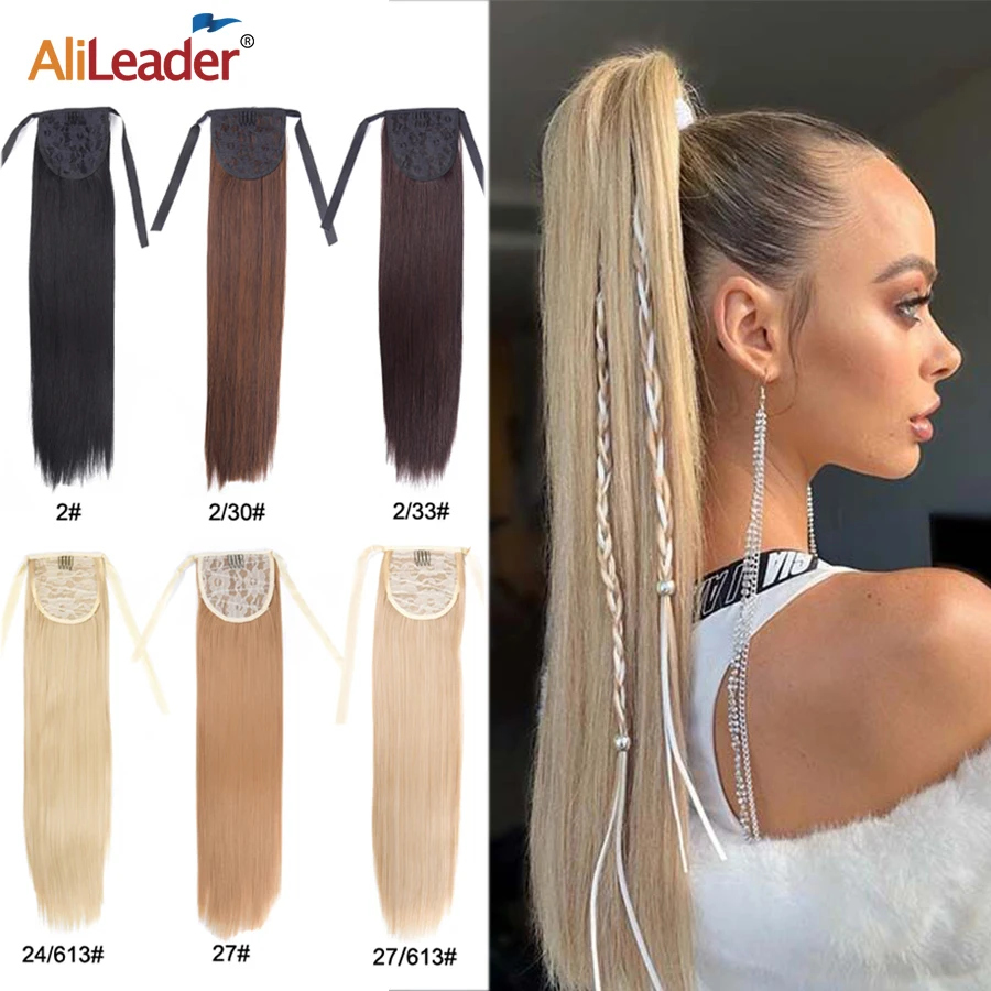 

Synthetic Ponytails 20Inch Long Straight Pony Tail Hair Extensions Drawstring Ponytail Clip In Fake Hair Tail Ombre