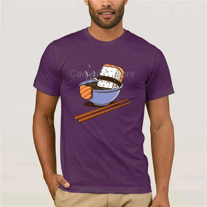 

round neck cool man's T-shirt High Quality Sushi Food men Short Sleeve Cotton O Neck Noodles fashion 2020 trend T-shirt