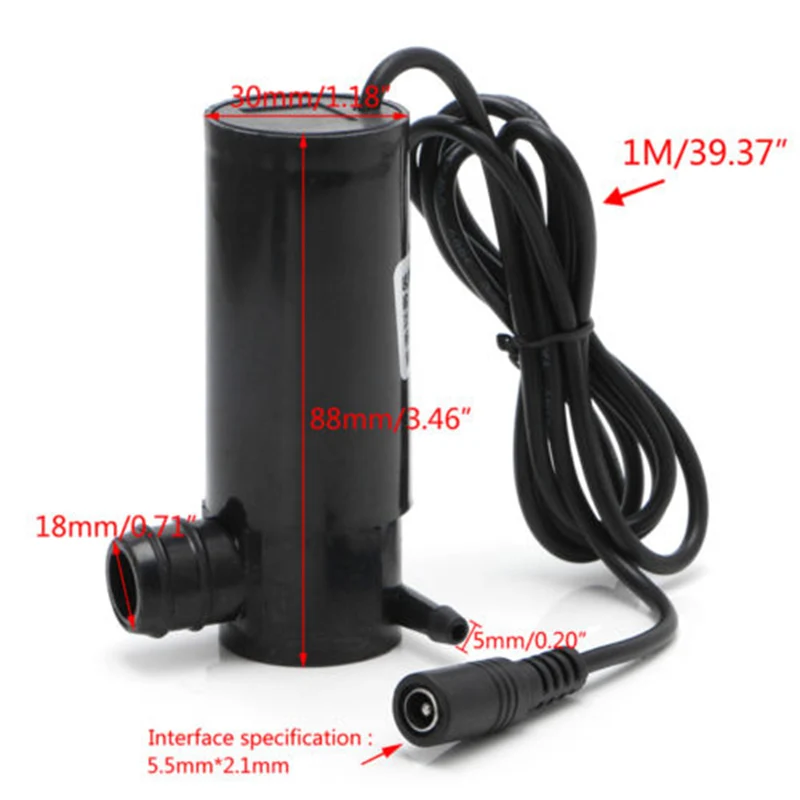 

400L/H Water Pump Submersible Car Wash Bath DC 12V/AC 220V 36W Durable