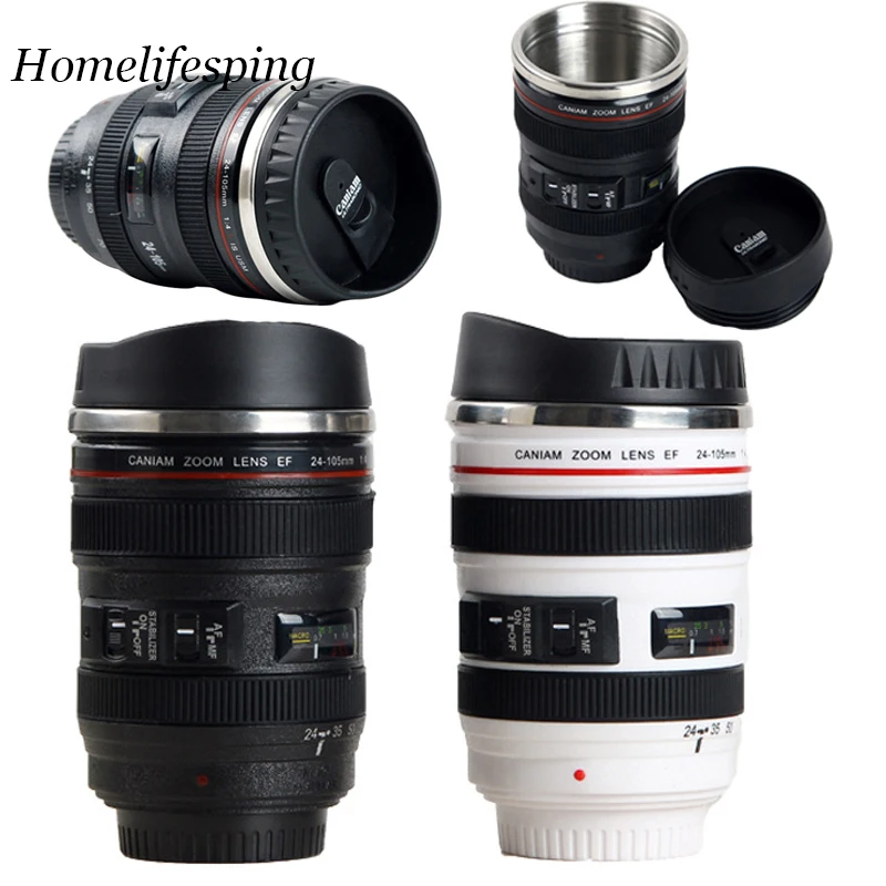 Нержавеющая сталь Камера EF24-105mm кофейная кружка в виде объектива Кружка белый