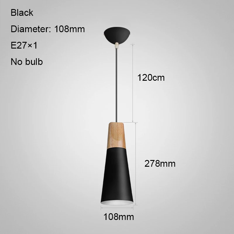 Black 108mm no bulb Подвесной светильник светильник подвесной люстра лофт подвесные светильники лофт декор светильник люстра светильник лофт люстра детская люстра для кухни люстра на кухню светильники подвесные - Цвет корпуса: Black 108mm no bulb