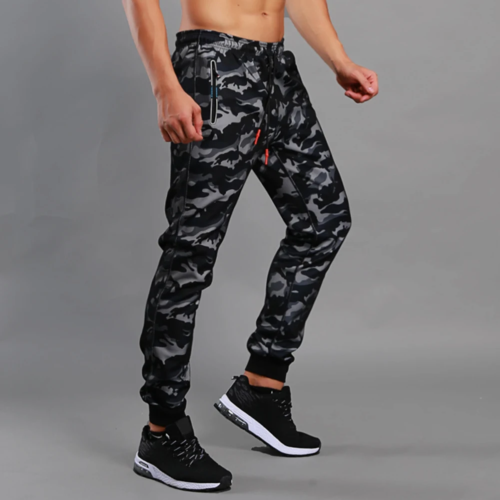 Мужские длинные брюки камуфляжные с завязками на лодыжке карманами для фитнеса