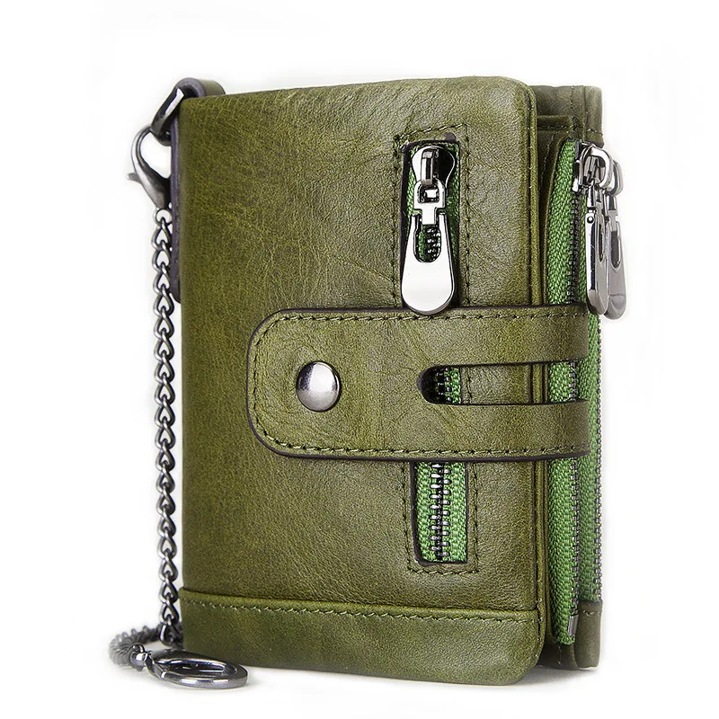 High Quality RFID Anti-theft Brush Wallet Three Fold Multi-card Slot Crazy Horse Leather Men's Leather Wallet Coin Bag