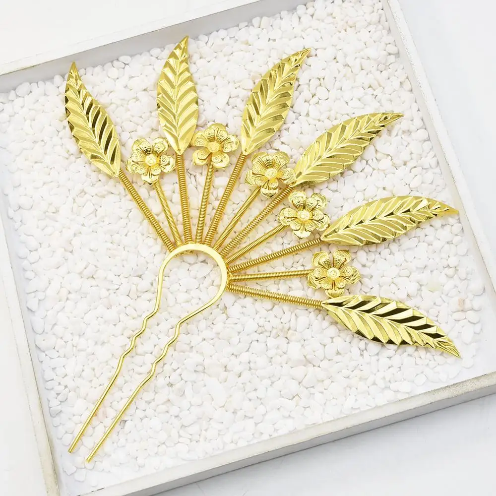 2020 новые модные золотые палочки для волос в этническом стиле листья с цветами