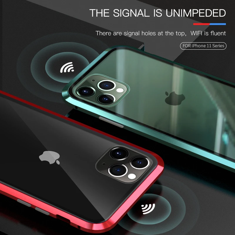 LUPHIE, Магнитный чехол на 360 градусов для iPhone 11 Pro Max, чехол, передний и задний стеклянный чехол для iPhone 11 pro Max, Магнитный чехол