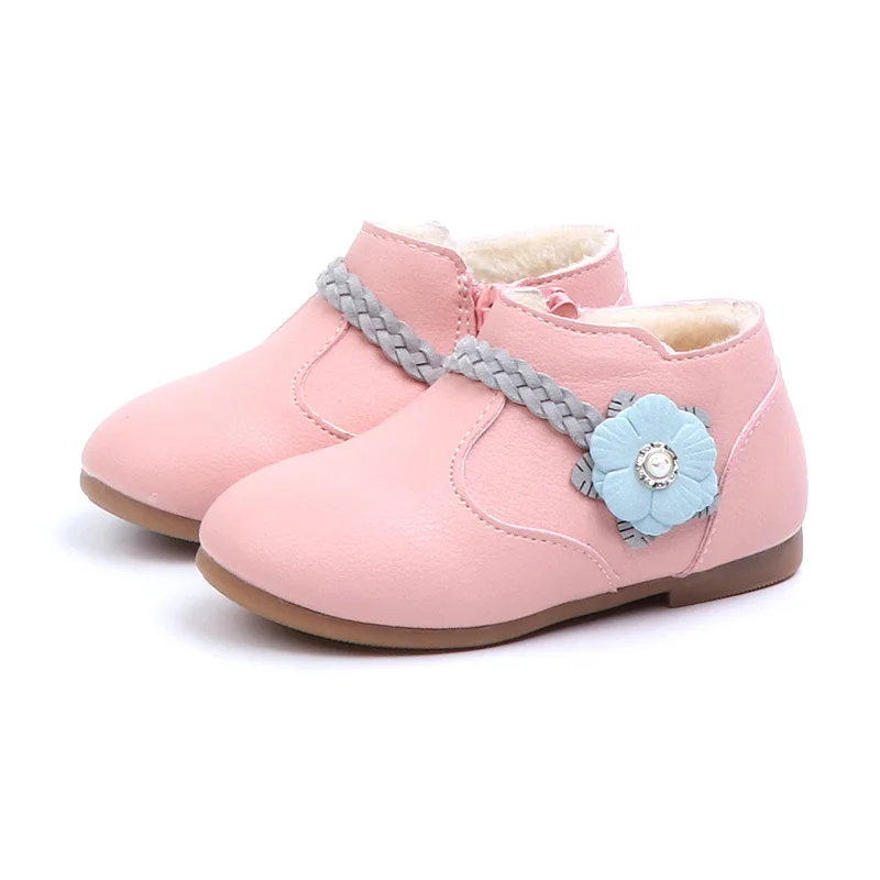 

Autumn Winter Warm thick Little Girl Boots Kids Baby Girls Ankle Boot Children's Princess Shoes Black Pink Beige 1 2 3 4 5 6 7T