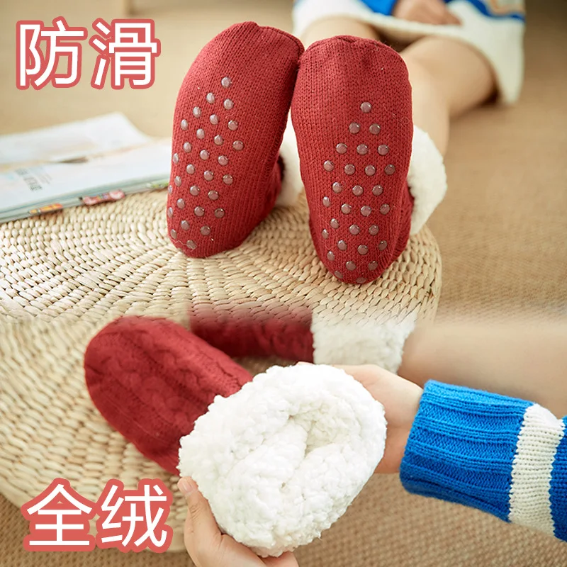

socks women autumn and winter thickening plus velvet floor adult home slippers warm sleeping carpet socks
