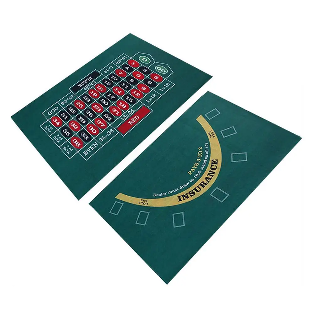 Mantel de doble cara de 60x90cm, ruleta rusa y Blackjack, estera de mesa de juego para mesa de café, mesa plegable, envío directo