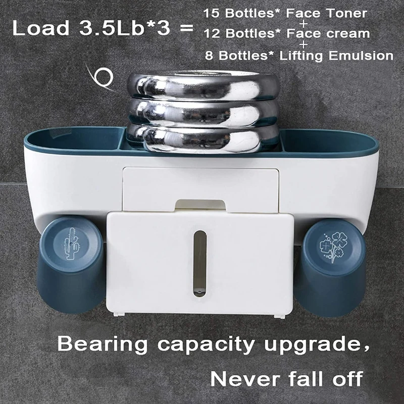 

Multifunctional Toothbrush Holder Wall Mounted-Toothbrush Organizer with Tissue Box,Cosmetic Organizer and Cell Phone