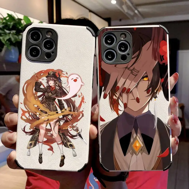 

Genshin Impact Hu Tao Phone Case Lambskin Leather For iphone 12 11 8 7 6 XR X XS PLUS MINI PLUS PRO MAX Shockproof Game Art Capa