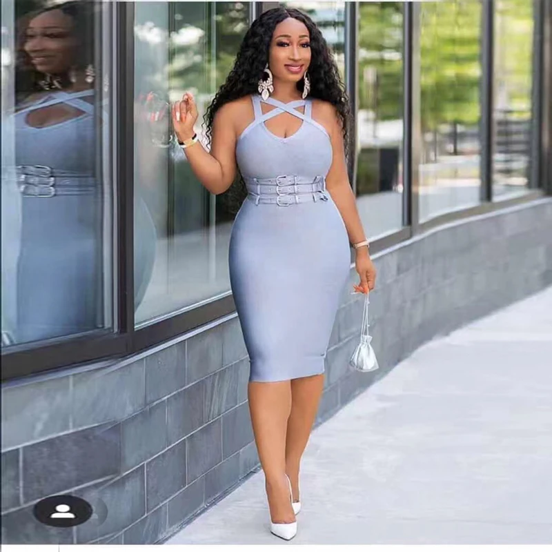 Женское платье на бретелях спагетти черное облегающее Бандажное с ремнями серое