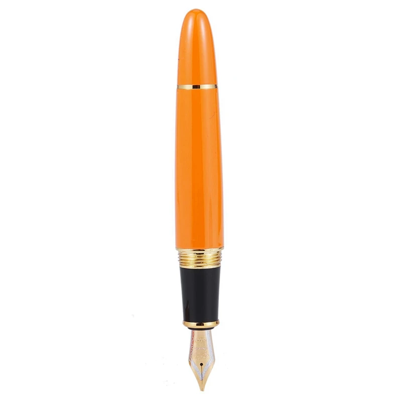 

JINHAO 2 Pcs 159 18KGP 0.7mm MEDIUM BROAD NIB FOUNTAIN PEN Free Office Fountain Pen with a Box, Orange & Silver