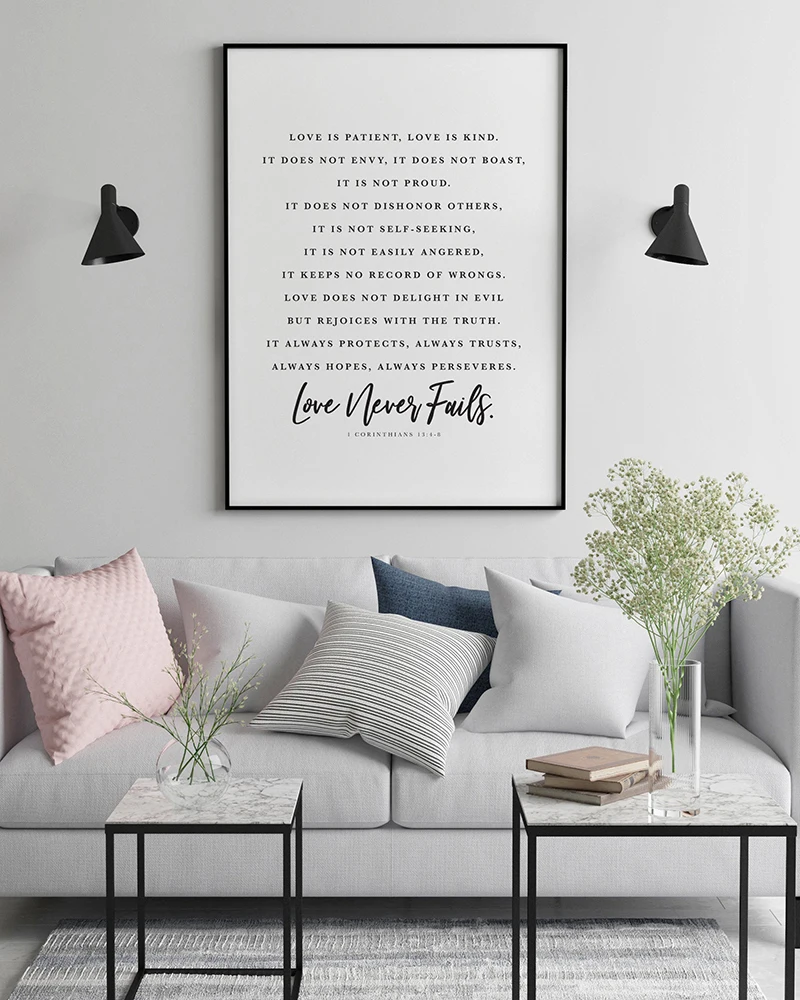 Любовь-терпеливый религиозный подарок на свадьбу настенное изображение с