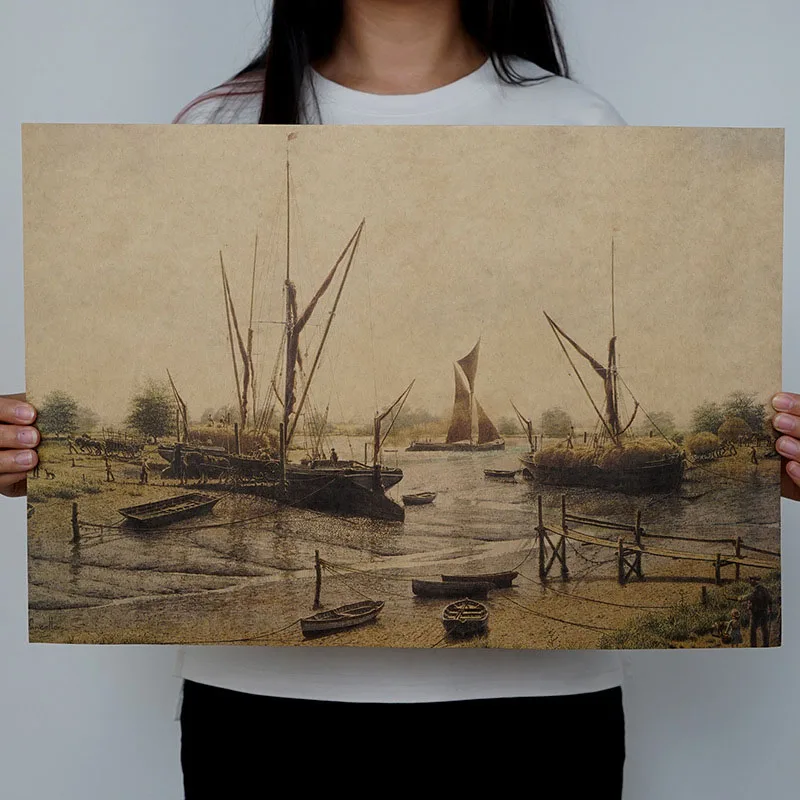 H01 Mling 51,5x36 см 1 шт. крафт-бумага Пейзаж Плакат Коллекция гостиной спальня домашний Декор Ретро настенный стикер с пейзажем - Цвет: H01