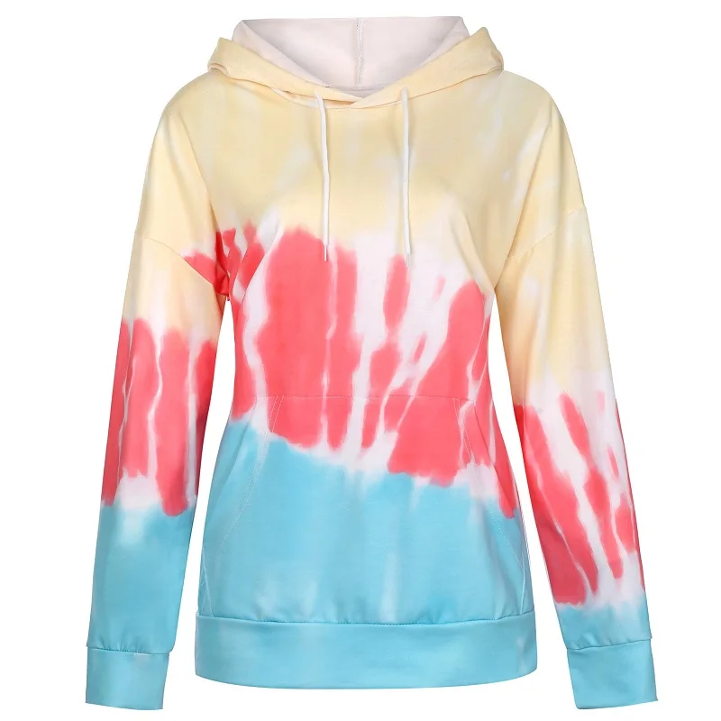 

ZOGAA Autumn/Winter Tie-Dye Patchwork Top Women's Clothes Long Sleeve Loose Sweatshirt Fashion Casual Oversized Pullover Hoodie