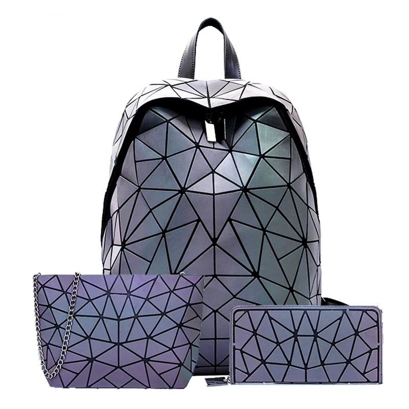 Модный набор светящихся сумок для женщин большой дорожный рюкзак складной