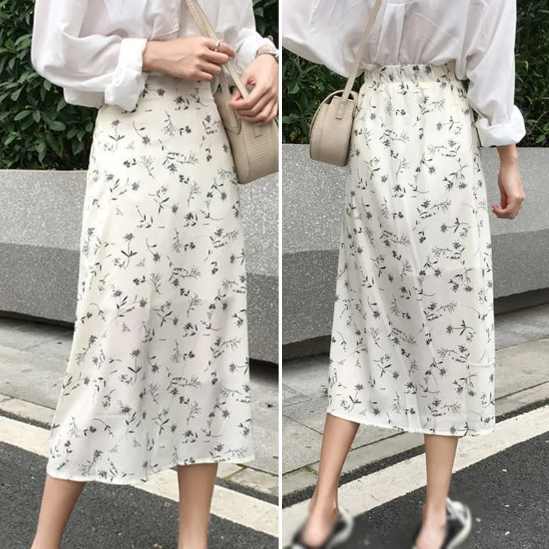 

Women Retro Floral Long Skirt Summer Beach Sunny Skirts Floral High Waist Skirt 2020